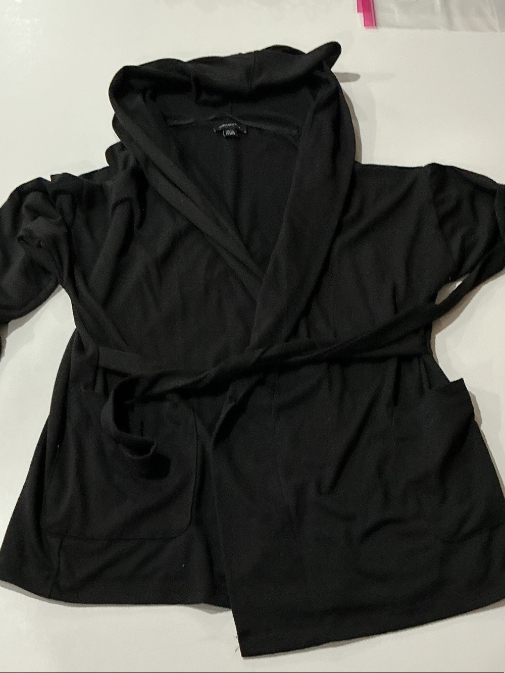 Jones New York Black Hooded Wrap Cardigan